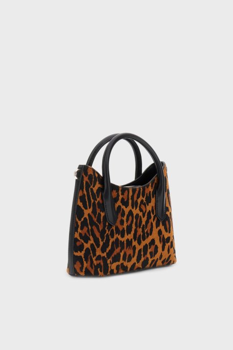 Guess Leopar Desenli Deri Çıkarılabilir Askılı HWLO7529760 Bayan Çanta HWLO75 29760 LEO LEOPAR - Guess (1)