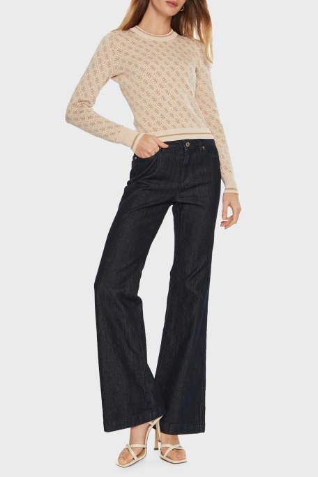 Guess Lise 4G Logolu Slim Fit Bisiklet Yaka W4BR21Z37K0 Bayan Kazak W4BR21 Z37K0 FN3J KREM - Guess (1)