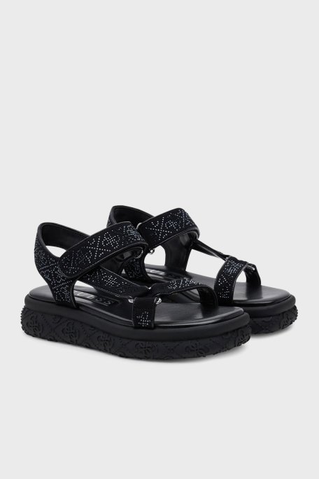Guess Lode Pamuk Karışımlı Taşlı 4G Logolu FLJLODFAP03 Bayan Sandalet FLJLOD FAP03 BLACK SİYAH - Guess (1)