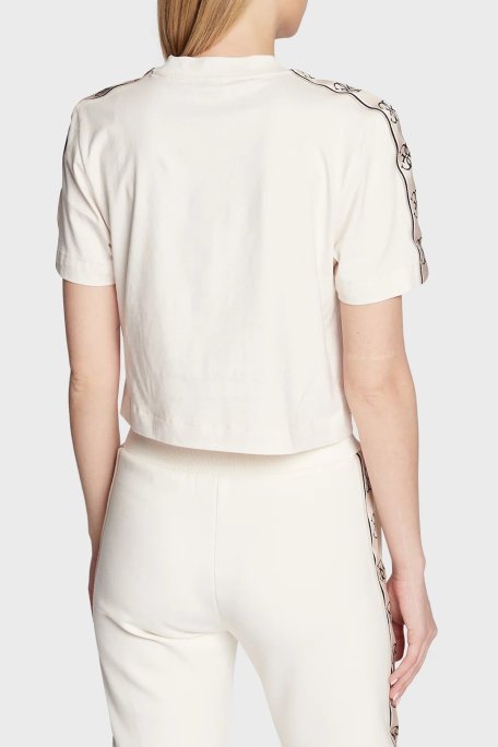 Guess Logo Bantlı % 100 Pamuk Bisiklet Yaka Relaxed Fit Britney Bayan T Shirt V3RI08I3Z14 G6K5 EKRU - Guess (1)