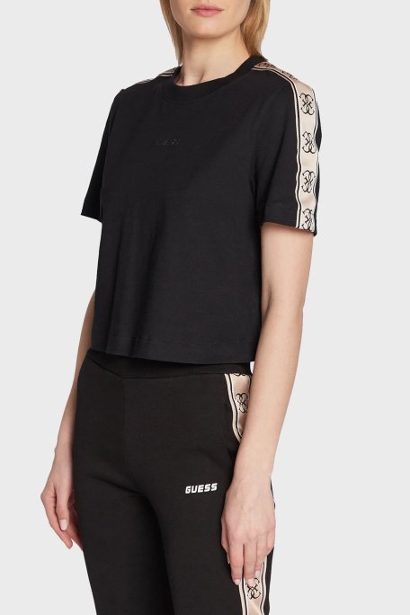 Guess Logo Bantlı % 100 Pamuk Bisiklet Yaka Relaxed Fit Britney Bayan T Shirt V3RI08I3Z14 JBLK SİYAH - Guess