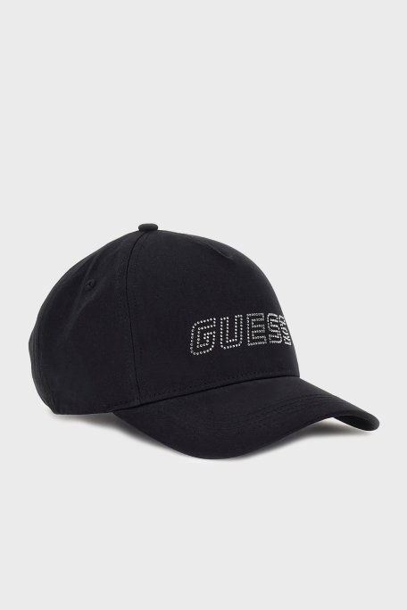 Guess Logo Baseball Taşlı Logolu % 100 Pamuk V5GZ01WO08O Bayan Şapka V5GZ01 WO08O JBLK SİYAH - Guess