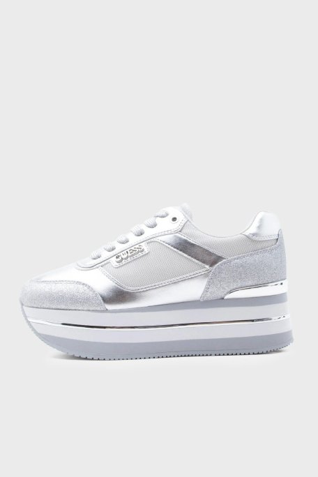 Guess Logolu Kalın Tabanlı Sneaker FLJHN3LEL12 Kadın Ayakkabı FLJHN3 LEL12 SILVE GÜMÜŞ - Guess