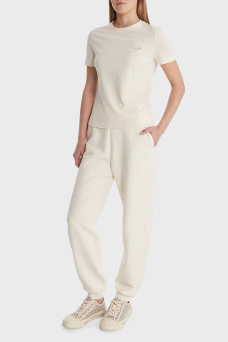 Guess Logolu Pamuklu Slim Fit Bisiklet Yaka V6RI07J1314 Bayan T Shirt V6RI07 J1314 G027 BEYAZ - Guess (1)