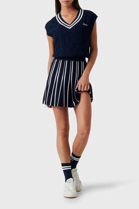 Guess Logolu Pamuklu Standart Fit V Yaka Örgü V5GR00Z3FB1 Bayan Süveter V5GR00 Z3FB1 A71W LACİVERT - Guess (1)