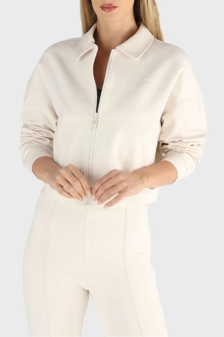 Guess Logolu Regular Fit Klasik Yaka Scuba V6RQ17KD822 Bayan Ceket V6RQ17 KD822 G9L9 BEJ - Guess (1)