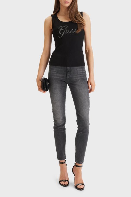 Guess Logolu Slim Fit Yuvarlak Yaka T Shırt W6GP22K2954 Bayan T Shirt W6GP22 K2954 JBLK Siyah - Guess (1)