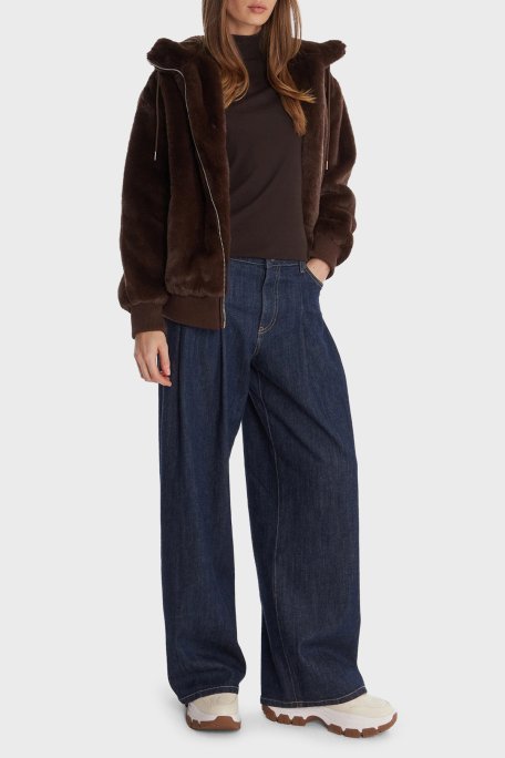 Guess Lucrezia Regular Fit Kapüşonlu Yaka Sırtta Logo Detaylı W5BL66W3890 Bayan Mont W5BL66 W3890 A11R KAHVE - Guess (1)