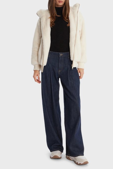 Guess Lucrezia Regular Fit Kapüşonlu Yaka Sırtta Logo Detaylı W5BL66W3890 Bayan Mont W5BL66 W3890 G012 EKRU - Guess (1)