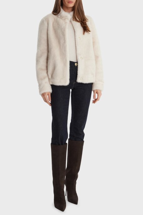 Guess Luna Regular Fit Dik Yaka Suni Kürk W5BL64W3920 Bayan Mont W5BL64 W3920 G012 EKRU - Guess (1)