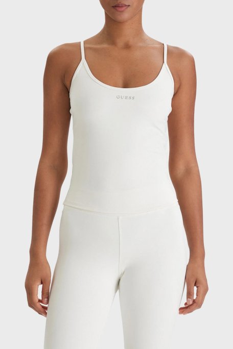 Guess Margot Logolu İnce Askılı Slim Fit Yuvarlak Yaka V6RP14KD952 Bayan Top V6RP14 KD952 G027 BEYAZ - Guess