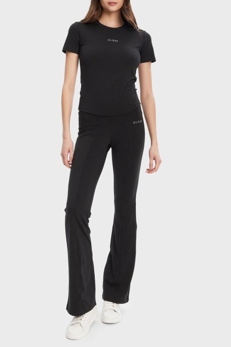 Guess Margot Logolu Slim Fit Bisiklet Yaka Crop V5RI10KCD02 Bayan T Shirt V5RI10 KCD02 JBLK SİYAH - Guess (1)