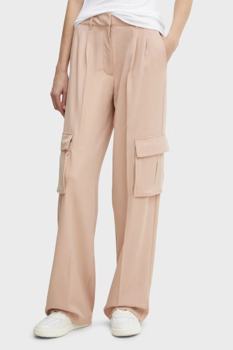 Guess Matea Regular Fit Yüksek Bel Bol Paça Kargo W5RB41WGX02 Bayan Pantolon W5RB41 WGX02 F6K9 PUDRA - Guess