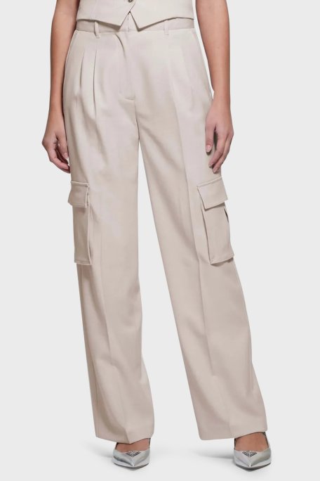 Guess Matea Regular Fit Yüksek Bel Bol Paça Kargo W5RB41WGX02 Bayan Pantolon W5RB41 WGX02 F9AW BEJ - Guess