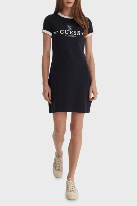 Guess Mila Pamuklu Fitted Fit Bisiklet Yaka Mini V6GK05K2988 Bayan Elbise V6GK05 K2988 A71W LACİVERT - Guess (1)