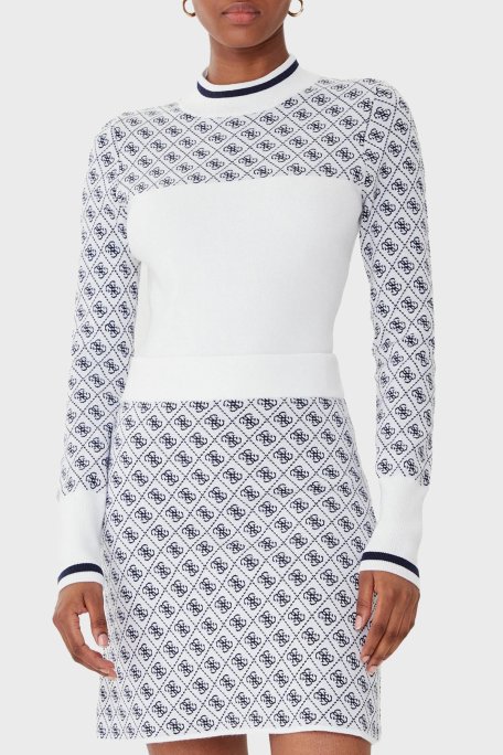 Guess Mock 4G Logolu Slim Fit Yarım Balıkçı Yaka W5BR24Z3JD2 Bayan Kazak W5BR24 Z3JD2 F0YU EKRU - Guess