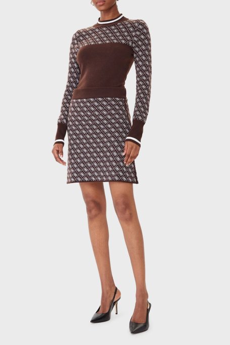 Guess Mock 4G Logolu Slim Fit Yarım Balıkçı Yaka W5BR24Z3JD2 Bayan Kazak W5BR24 Z3JD2 FNHT KAHVE - Guess (1)