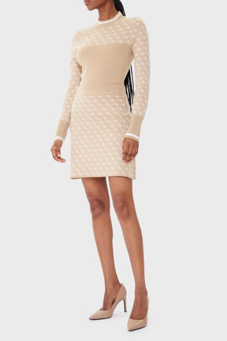 Guess Mock 4G Logolu Slim Fit Yarım Balıkçı Yaka W5BR24Z3JD2 Bayan Kazak W5BR24 Z3JD2 FNI4 BEJ - Guess (1)