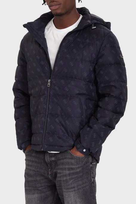 Guess Monogram Logolu Relaxed Fit Kapüşonlu Suya Dayanıklı M5BL0BW2322 Erkek Mont M5BL0B W2322 FBDB LACİVERT - Guess