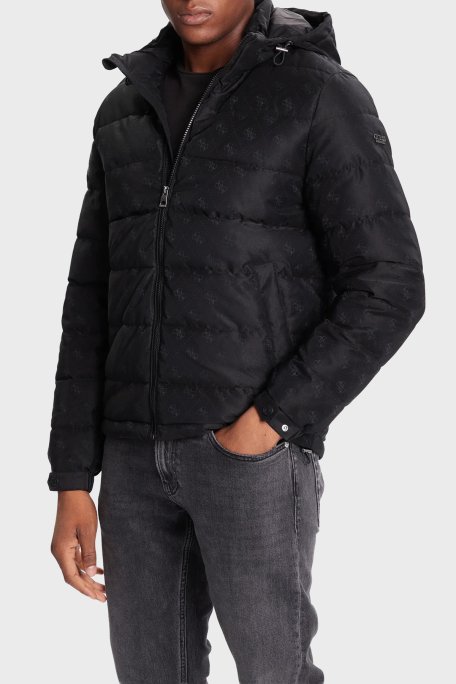 Guess Monogram Logolu Relaxed Fit Kapüşonlu Suya Dayanıklı M5BL0BW2322 Erkek Mont M5BL0B W2322 FJAJ SİYAH - Guess