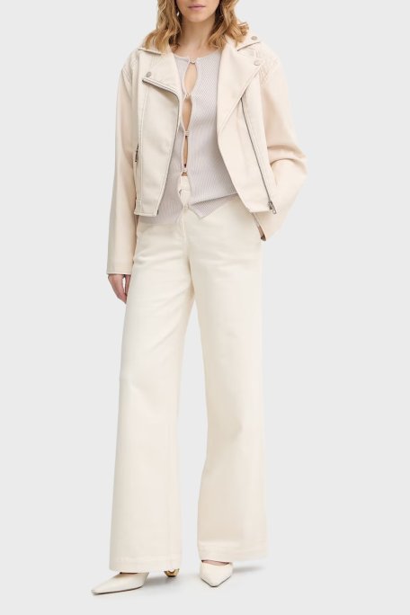 Guess Nada Slim Fit Kruvaze Yaka Kemer Detaylı Biker W6RL09WH1X0 Bayan Ceket W6RL09 WH1X0 G1FG BEJ - Guess (1)