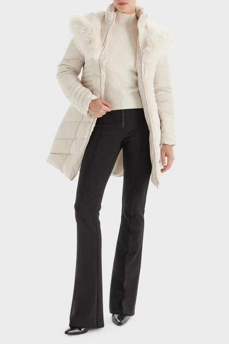 Guess Nev Oxana Regular Fit Fermuarlıı Kapüşonlu Şişme W4BL61WGLZ0 Bayan Mont W4BL61 WGLZ0 G9L9 EKRU - Guess (1)