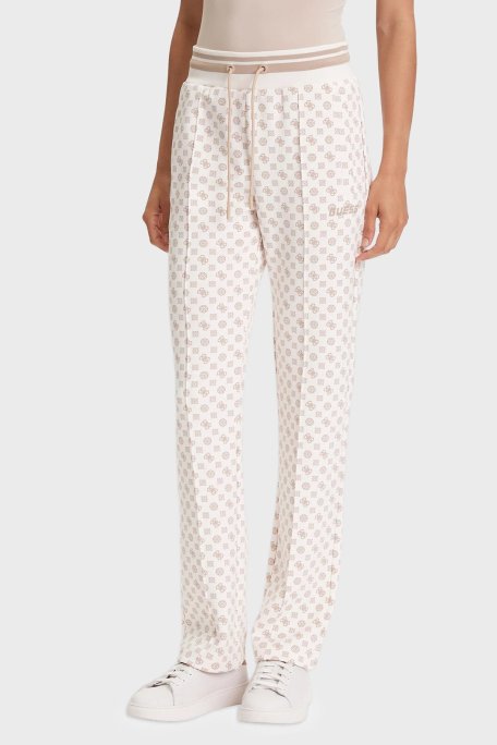 Guess New Aggie 4G Logo Baskılı Regular Fit Jogger V5YB20KB212 Bayan Pantolon V5YB20 KB212 P1MS BEYAZ-BEJ - Guess