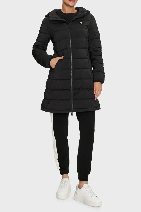 Guess New Aleta Kapitoneli Regular Fit Kapüşonlu Uzun Şişme V4YL05WF3X0 Bayan Mont V4YL05 WF3X0 JBLK SİYAH - Guess