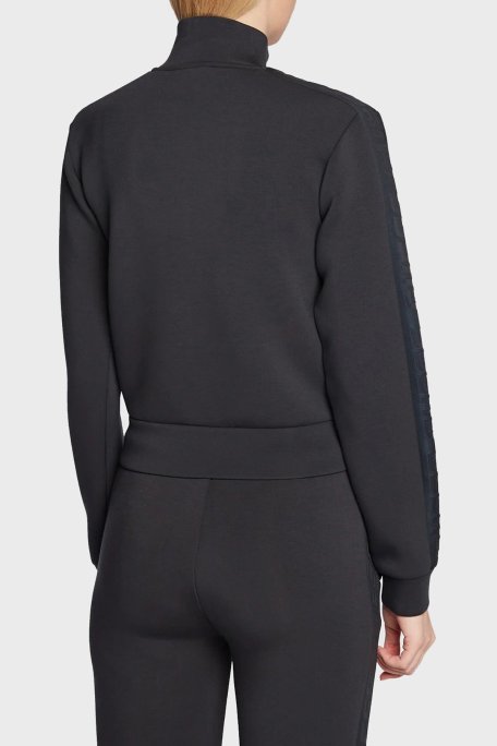 Guess New Allie Logo Şeritli Regular Fit Fermuarlı Dik Yaka Bayan Sweat V2YQ17K7UW2 JBLK SİYAH - Guess (1)