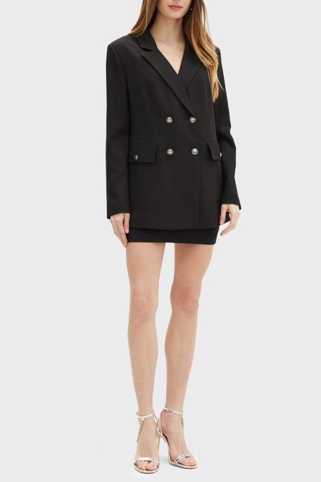 Guess New Fiona Regular Fit Mono Yaka Kruvaze Blazer W5RN49WGX02 Bayan Ceket W5RN49 WGX02 JBLK SİYAH - Guess (1)