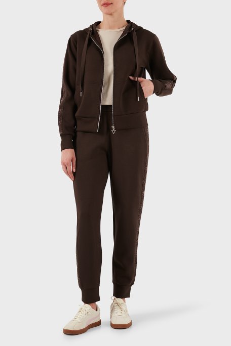 Guess New Hooded Regular Fit Kapüşonlu Yaka Logolu Fermuarlı W5YQ05KBYE2 Bayan Sweat W5YQ05 KBYE2 G1EB KAHVE - Guess (1)