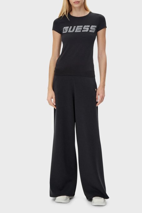 Guess New Kiara Taşlı Streç Pamuklu Regular Fit Bisiklet Yaka V5GI20J1314 Bayan T Shirt V5GI20 J1314 JBLK SİYAH - Guess (1)