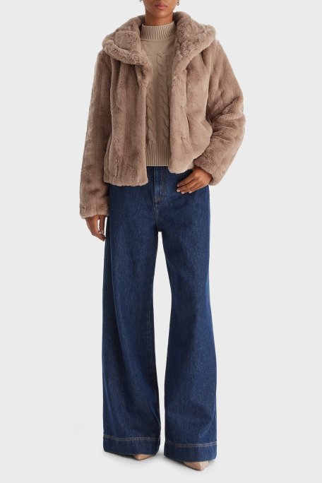 Guess New Shophy Regular Fit Şal Yaka Cepli Suni Kürk W0BL0NWDCH0 Bayan Mont W0BL0N WDCH0 A106 PUDRA - Guess (1)