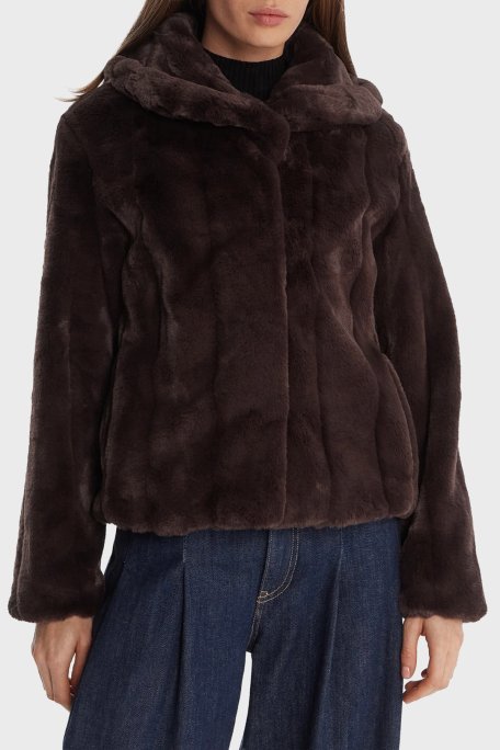 Guess New Shophy Regular Fit Şal Yaka Cepli Suni Kürk W0BL0NWDCH0 Bayan Mont W0BL0N WDCH0 A11R KAHVE - Guess