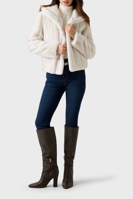 Guess New Shophy Regular Fit Şal Yaka Cepli Suni Kürk W0BL0NWDCH0 Bayan Mont W0BL0N WDCH0 G9L9 EKRU - Guess