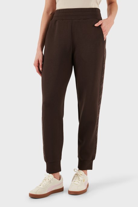 Guess New Victoire Regular Fit Ribanalı Paça Logo Şeritli W5YB11KBYE2 Bayan Pantolon W5YB11 KBYE2 G1EB KAHVE - Guess