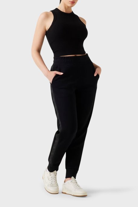 Guess New Victoire Regular Fit Ribanalı Paça Logo Şeritli W5YB11KBYE2 Bayan Pantolon W5YB11 KBYE2 JBLK SİYAH - Guess (1)