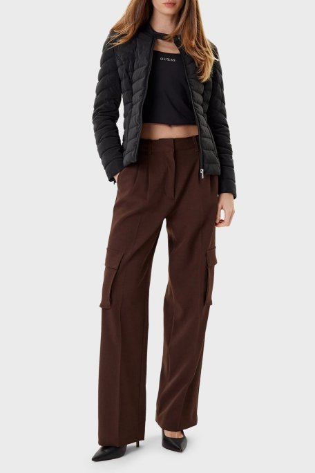 Guess New Vona Kapitoneli Regular Fit Bisiklet Yaka Logolu W5YL13WHDQ0 Bayan Mont W5YL13 WHDQ0 JBLK SİYAH - Guess (1)