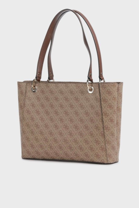 Guess Noelle 4G Logo Baskılı Fermuarlı Büyük HWBG9672250 Bayan Çanta HWBG96 72250 LGW KAHVE - Guess (1)