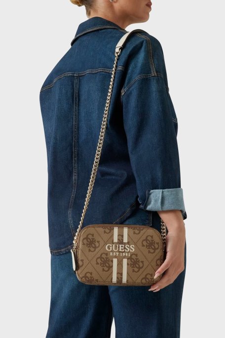 Guess Noelle 4G Logo Baskılı Zincir Askılı HWOS9672140 Bayan Çanta HWOS96 72140 LTL KAHVE - Guess (1)