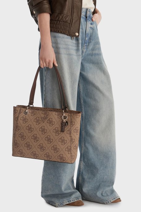 Guess Noelle 4G Logolu Omuz Askılı Tote HWSO9672250 Bayan Çanta HWSO96 72250 LGW KAHVE - Guess (1)