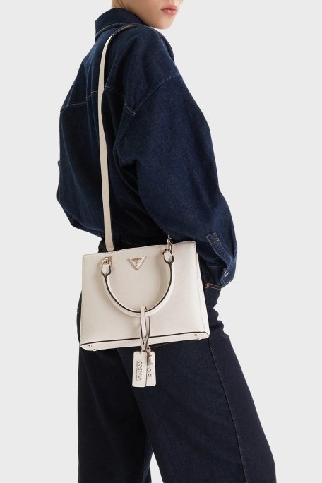 Guess Noelle Logolu Çıkarılabilir Askılı HWZG9672050 Bayan Çanta HWZG96 72050 BON EKRU - Guess (1)