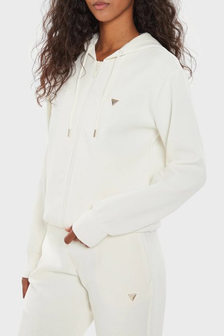 Guess Olympe Scuba Regular Fit Kapüşonlu V4YQ06KCAY2 Bayan Sweat V4YQ06 KCAY2 G6K5 EKRU - Guess