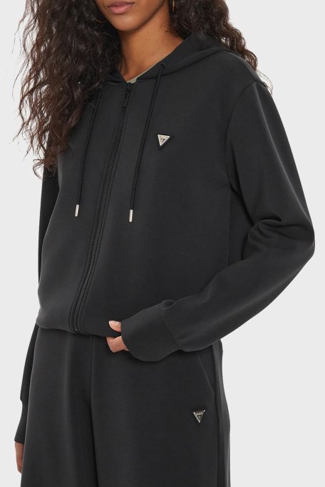 Guess Olympe Scuba Regular Fit Kapüşonlu V4YQ06KCAY2 Bayan Sweat V4YQ06 KCAY2 JBLK SİYAH - Guess