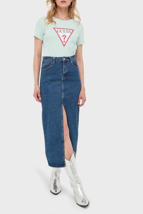 Guess Original Pamuklu Slim Fit Bisiklet Yaka Logolu W1YI1BI3Z14 Bayan T Shirt W1YI1BI3Z14 A72C YEŞİL - Guess (1)