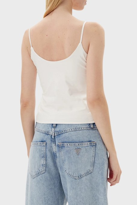 Guess Ortensia Pamuklu Slim Fit Taşlı Logolu V5GP22J1314 Bayan Top V5GP22 J1314 G056 KREM - Guess (1)