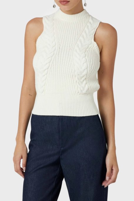 Marciano by Guess Ozuna Slim Fit Yarım Balıkçı Yaka Kolsuz Örgü 3BGR395618Z Bayan Kazak 3BGR39 5618Z G1CR BEYAZ - Marciano by Guess