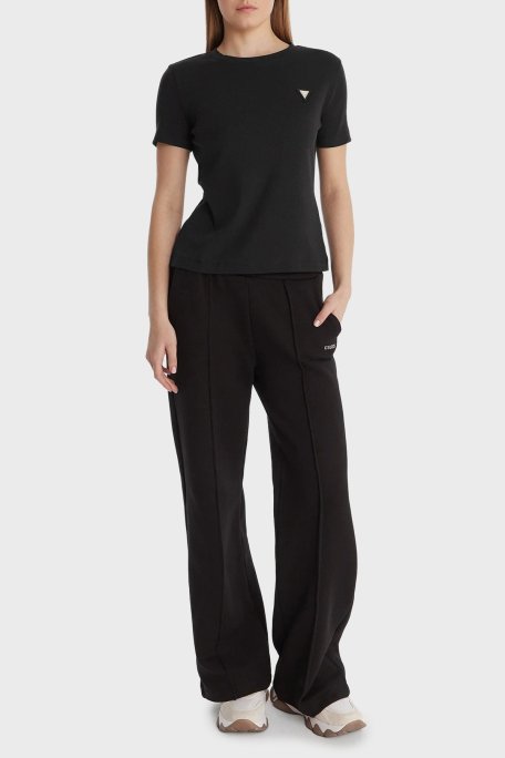 Guess Pamuk Karışımlı Slim Fit Bisiklet Yaka Logolu V6RI17KD741 Bayan T Shirt V6RI17 KD741 JBLK SİYAH - Guess (1)