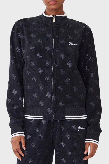 Guess Paulina 4G Logolu Regular Fit Dik Yaka V5BQ01K1902 Bayan Sweat V5BQ01 K1902 JBLK SİYAH - Guess