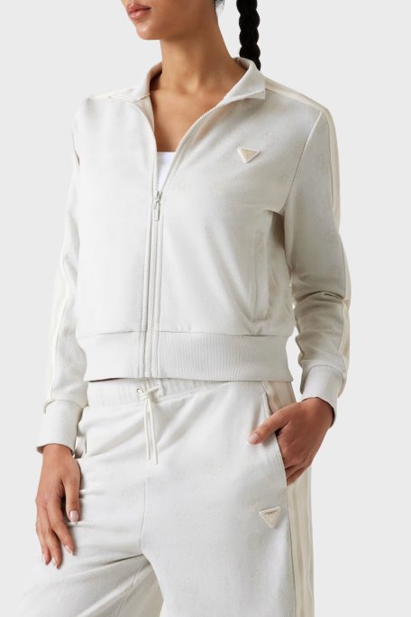 Guess Peony 4G Logo Baskılı Regular Fit Dik Yaka Crop 5YQ07K0282 Bayan Sweat 5YQ07 K0282 F0ER BEYAZ - Guess